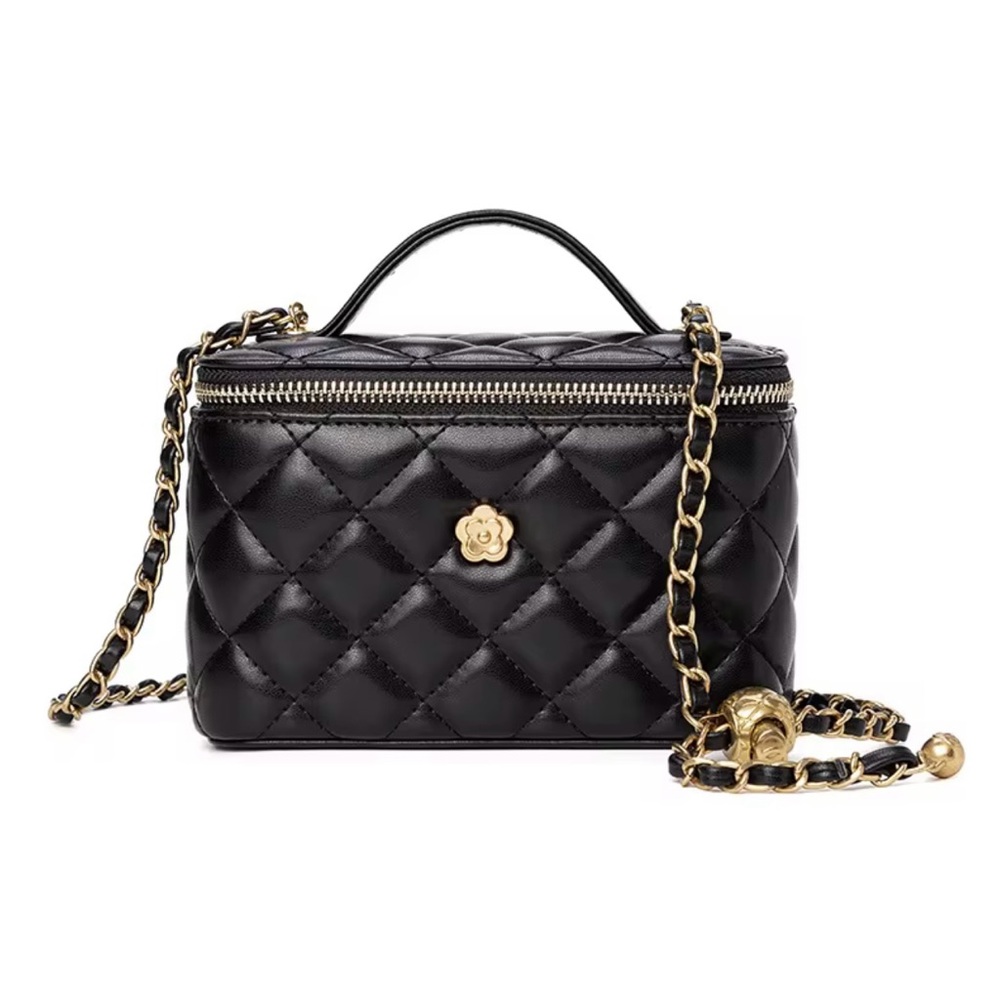 Elegant Black Quilted Handbag